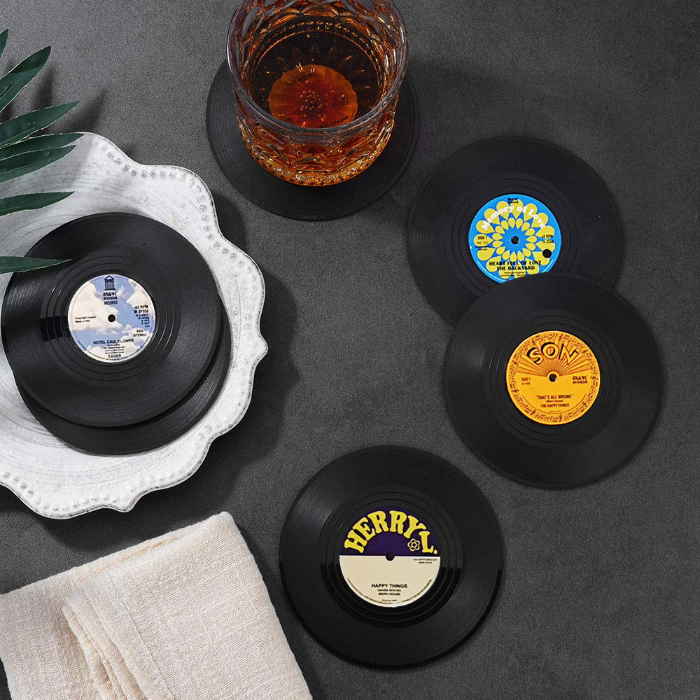 realistic record coaster for drinks